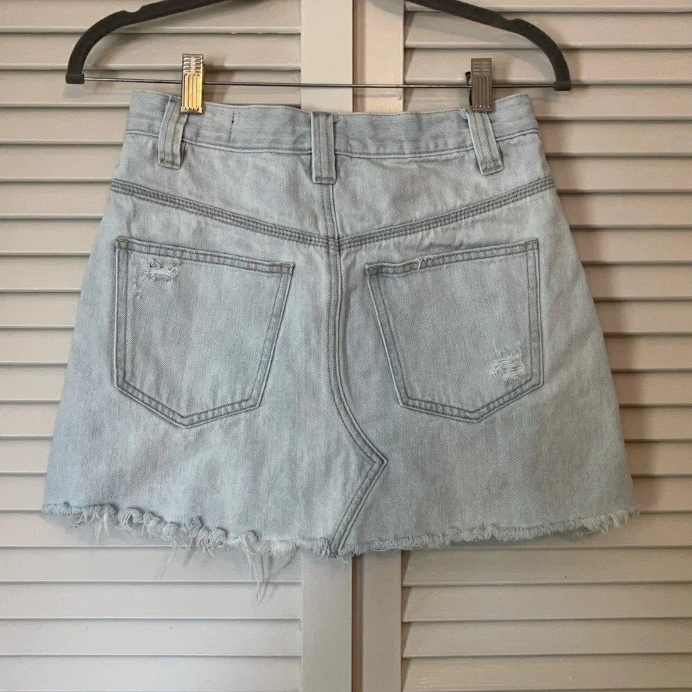 Free People We the Free denim sidecar skirt 24 0 light wash